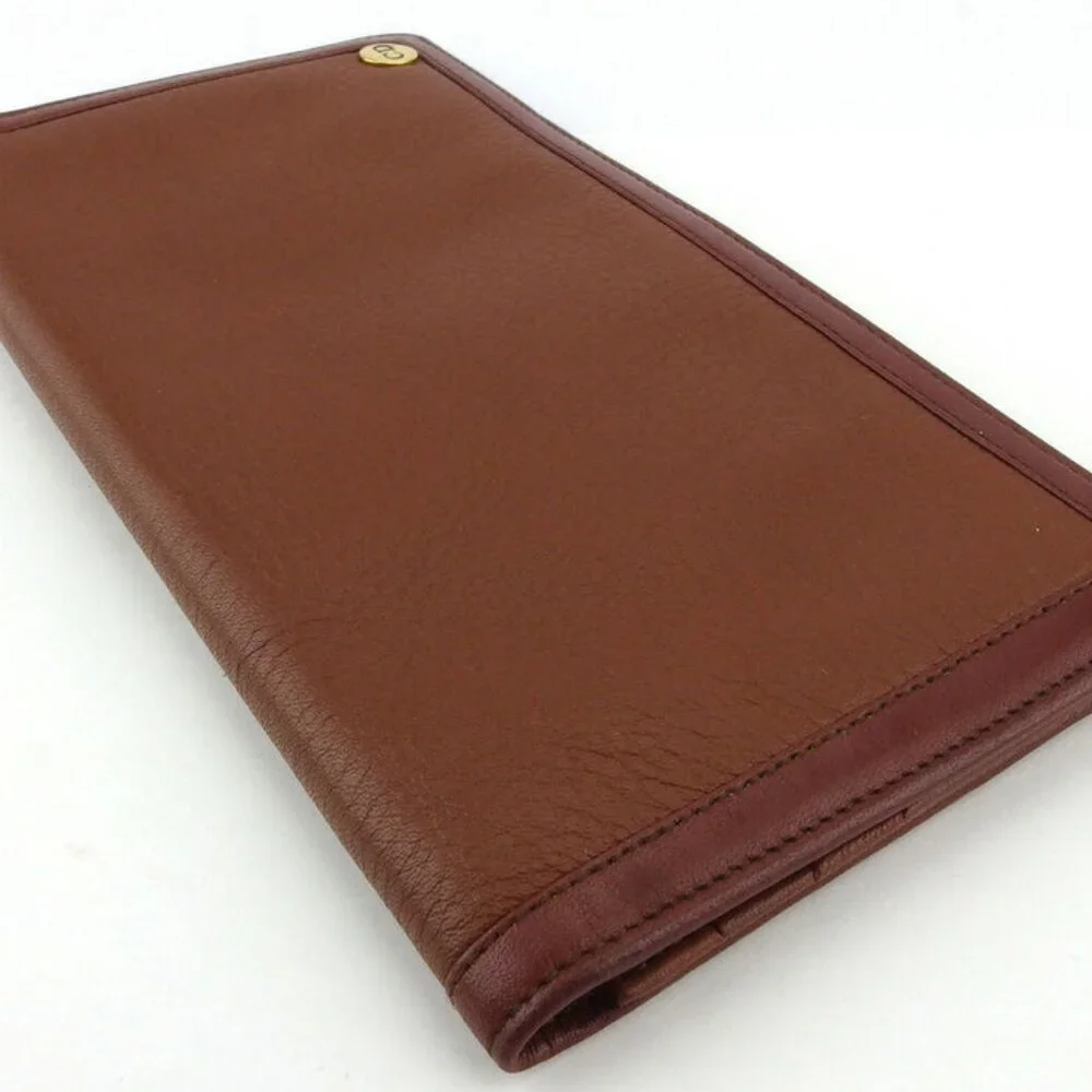 Dior Long Wallet logo plate leather Auth used E1623